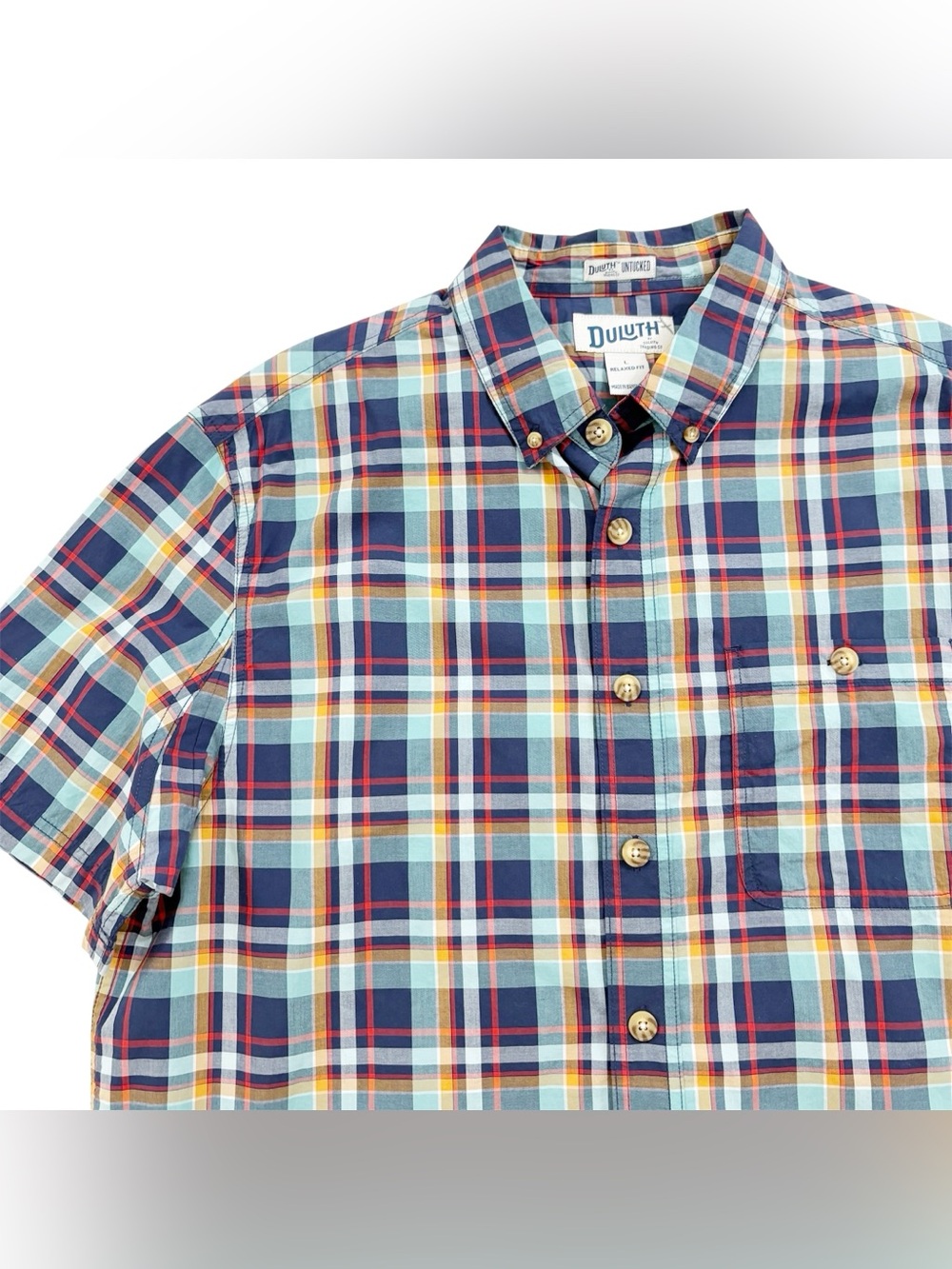 Duluth Trading Co. Relaxed Fit Untucked Plaid Shirt Large